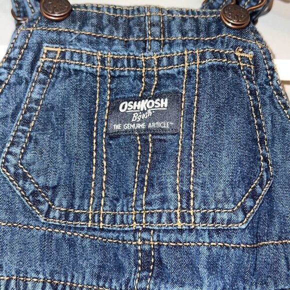 OshKosh B'gosh Baby Boy Denim Overalls Buffalo Plaid-Lined Size 6 Months - Picture 2 of 6
